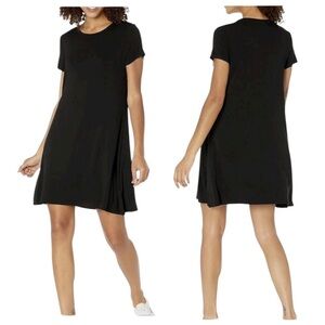 Uniqlo Women's Black Cap Sleeve Scoop Neck Swing Party Dress SZ L ✨Like New✨